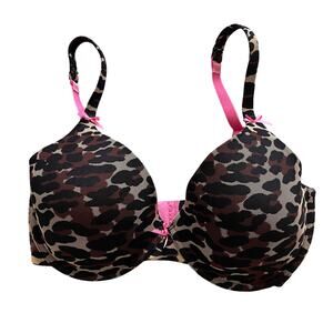 Betsey Johnson Intimates Padded Animal Print Bra Underwire Size 34D